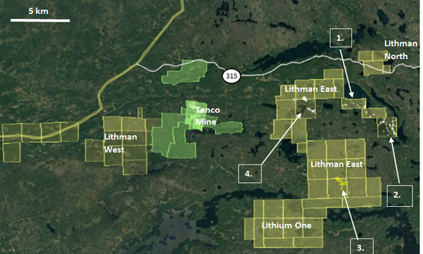 AAZ Figure 2 Lithium East Extension Mapped and Sampled Areas